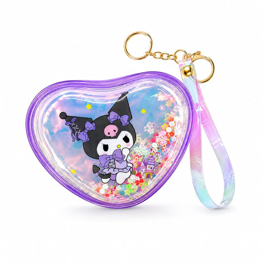 20919 Transparent PVC Mini Coin Pouch with Keychain & Wrist Strap | Cute Cartoon Zipper Wallet | Portable Earbuds & Coin Case