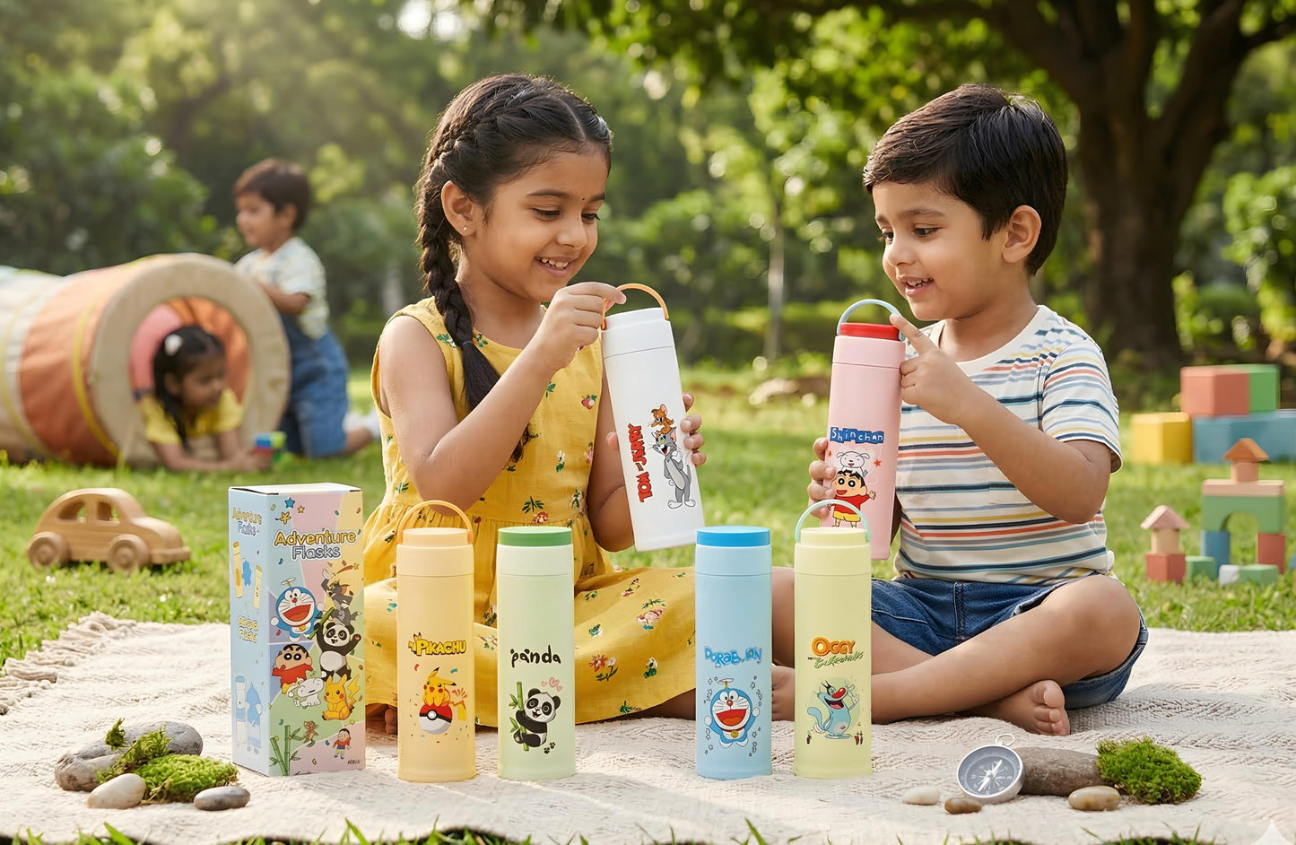 20481 Cute Cartoon Character Water Glass Bottle 400ML {Random Design}