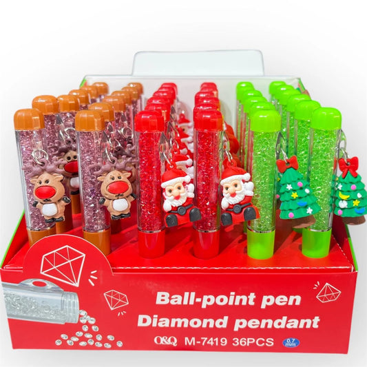3129 Christmas Crystal Pens For Kids Ball Pen Set – Comfortable Grip for Extra Smooth Writing