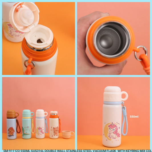 911123 Cute Character  Steel Hot & Cold Vacuum Bottle 550ml
