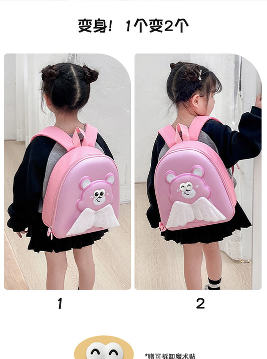 20663 New Kindergarten School Bag Cute Baby Bear Eggshell Backpack for Girls School Lightweight Backpack