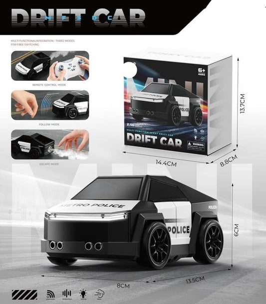 20873 Mini Police Drift Car for Kids with Spray Mist Effect, LED Lights, Music & 360° Drift Stunt Car Toy Rechargeable Mini Police Vehicle for Boys Girls
