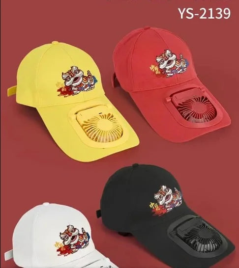 10527 Custom Blank Solar Fan Hat Cooling Baseball Cap With USB Charger