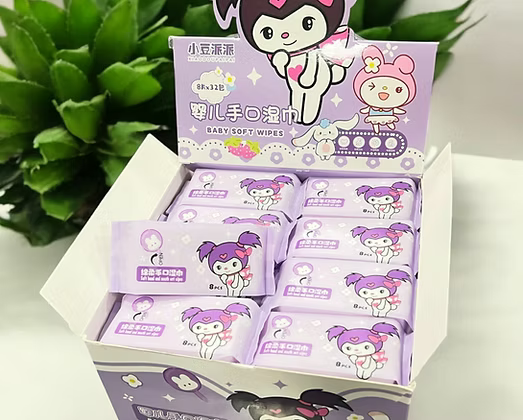 20517 Kawaii Baby Soft Wipes ,Portable Disposable Baby Wipes For Face And Household Use, Skin Care Wet Tissue Travel Children Adults,