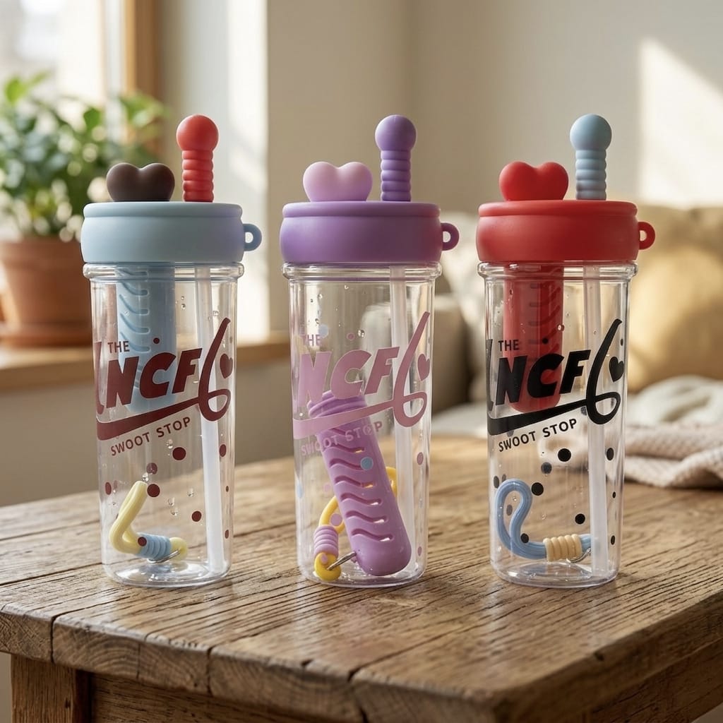 20734 Cute Kids Sipper Tumbler with Straw | BPA Free Leakproof Water Bottle | Portable Drinking Cup for School, Travel & Daily Use {Random Color}