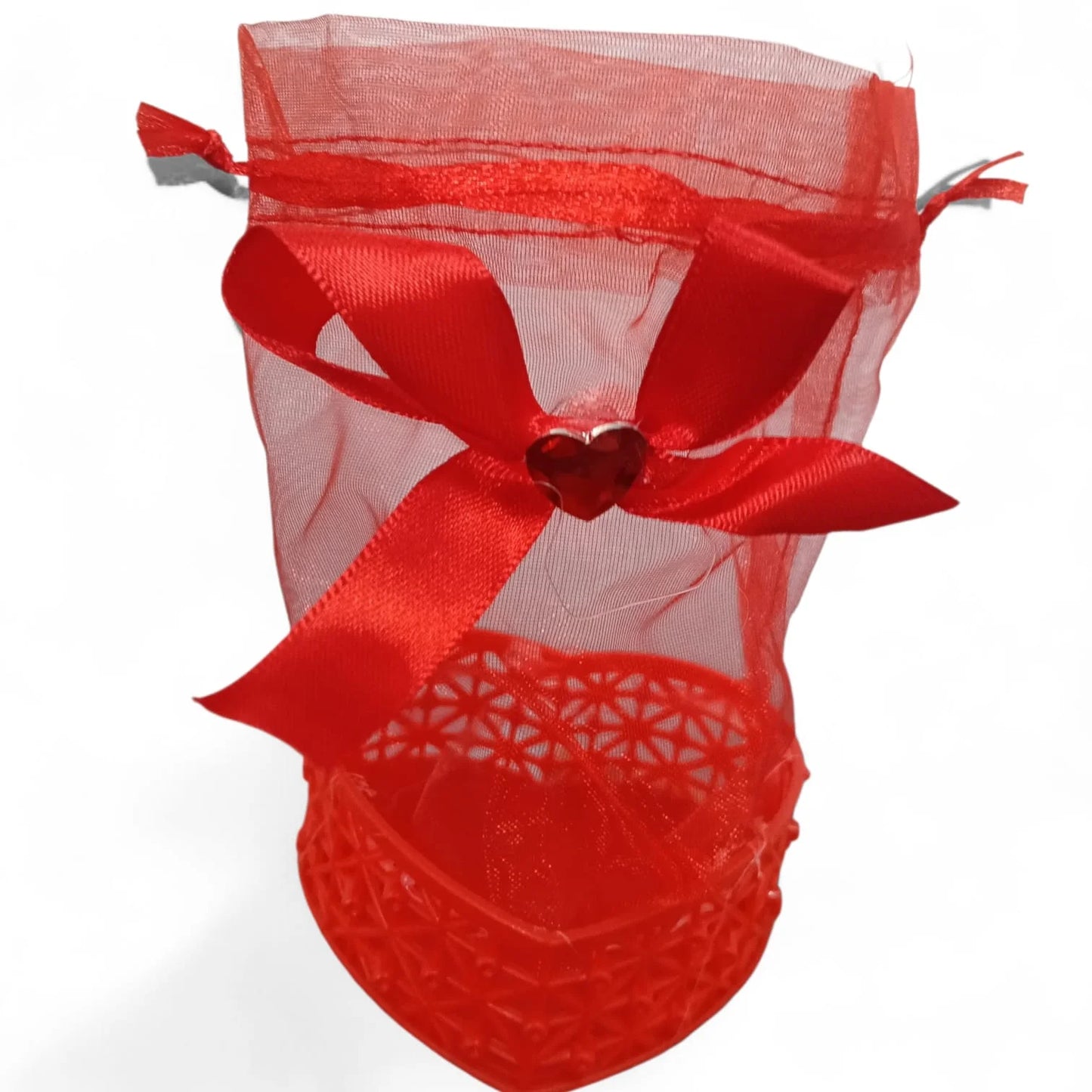 11092 {Pack of 12} Heart shaped Shap Red Cane Gift Basket for Traditional Gifting in Wedding, Engagement