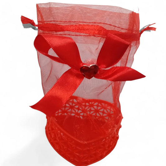 11092 {Pack of 12} Heart shaped Shap Red Cane Gift Basket for Traditional Gifting in Wedding, Engagement