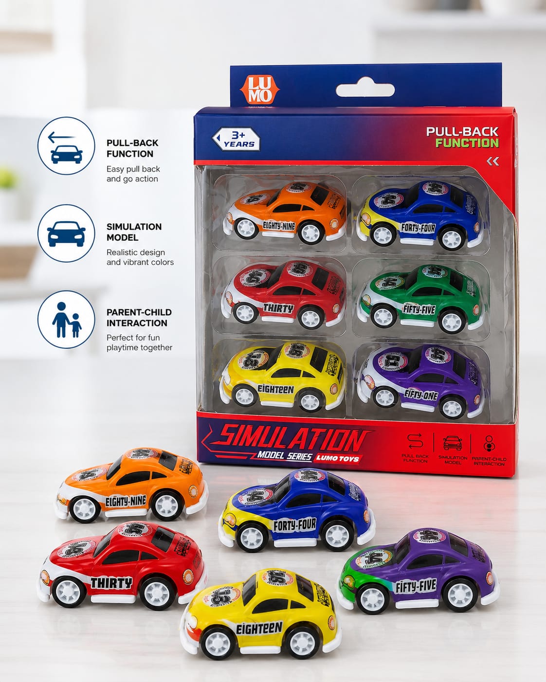 LMI-399-359K6 (Set of 6) Mini Pull Back Toy Cars for Kids – Colorful Die-Cast Simulation Vehicles,Friction Powered Racing Cars,Multicolor,Fun & Safe Toy for Toddlers and Kids