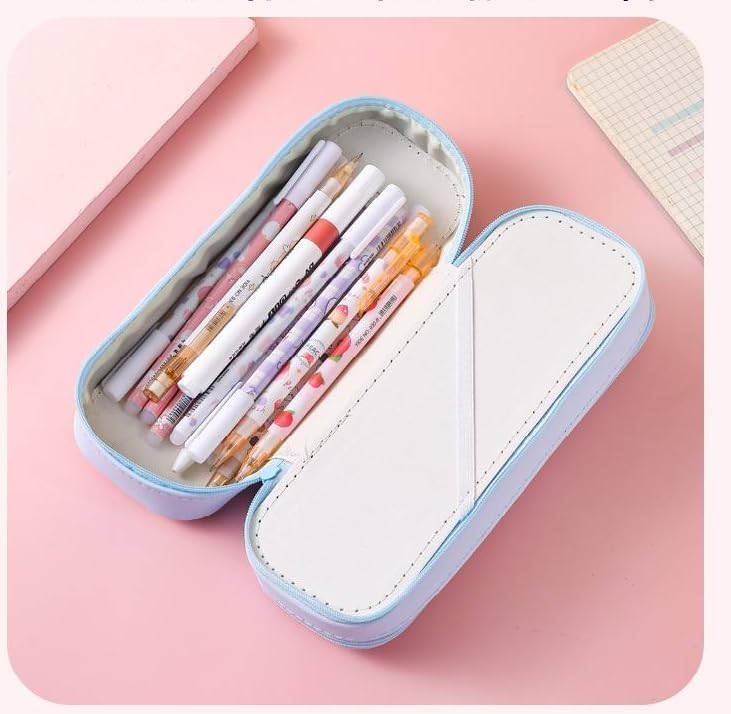 20702 Cute Double-Layer Stationery Pencil Case, Large Capacity Pencil Pouch with Zipper, Multipurpose Pen & Pencil Pouch for School {Random Design}