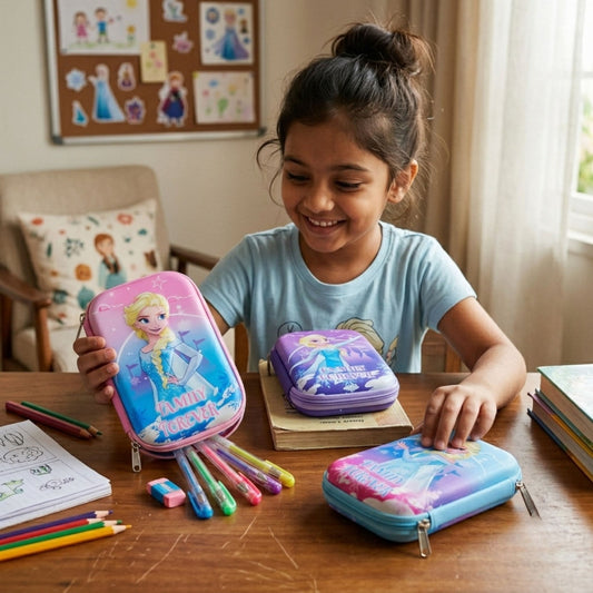188356-3  3D Frozen Elsa Sofia Barbie Disney Princess pencil case for Kids