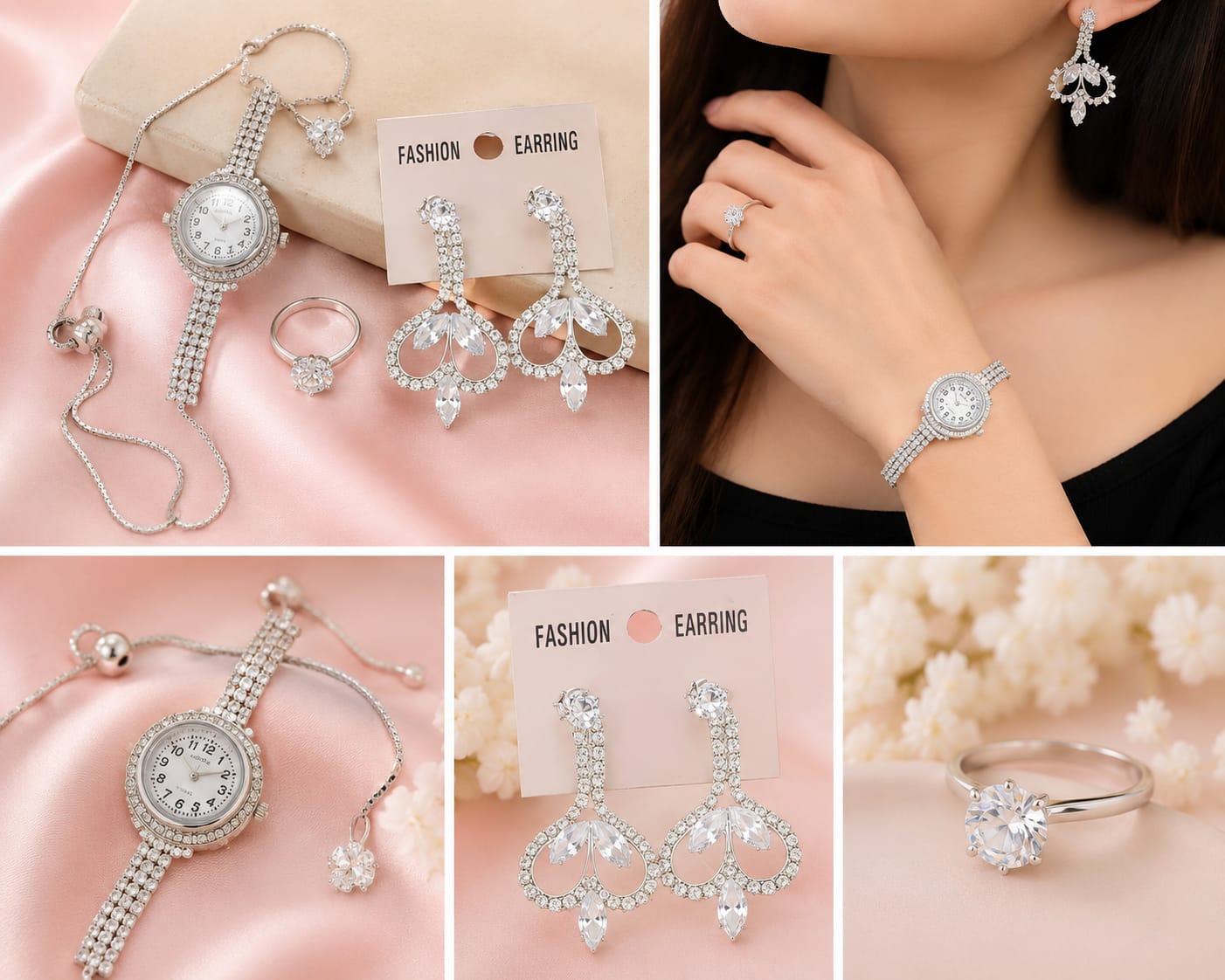 20825 Watch, earrings, ring combo Analog Watch  - For Girls Golden/Silver/watch Earring/Set
