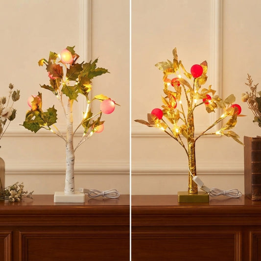 20864 USB Powered LED Apple Tree Lamp | Decorative Bonsai Tree Night Light | Warm White Table Lamp for Bedroom, Living Room, Office & Home Decor | Gift Item {Random Design}