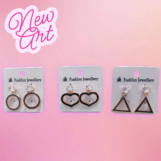 ER1158 {12 Pair} Stone Geometric Earrings For Women Random Design