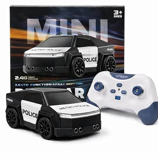20873 Mini Police Drift Car for Kids with Spray Mist Effect, LED Lights, Music & 360° Drift Stunt Car Toy Rechargeable Mini Police Vehicle for Boys Girls