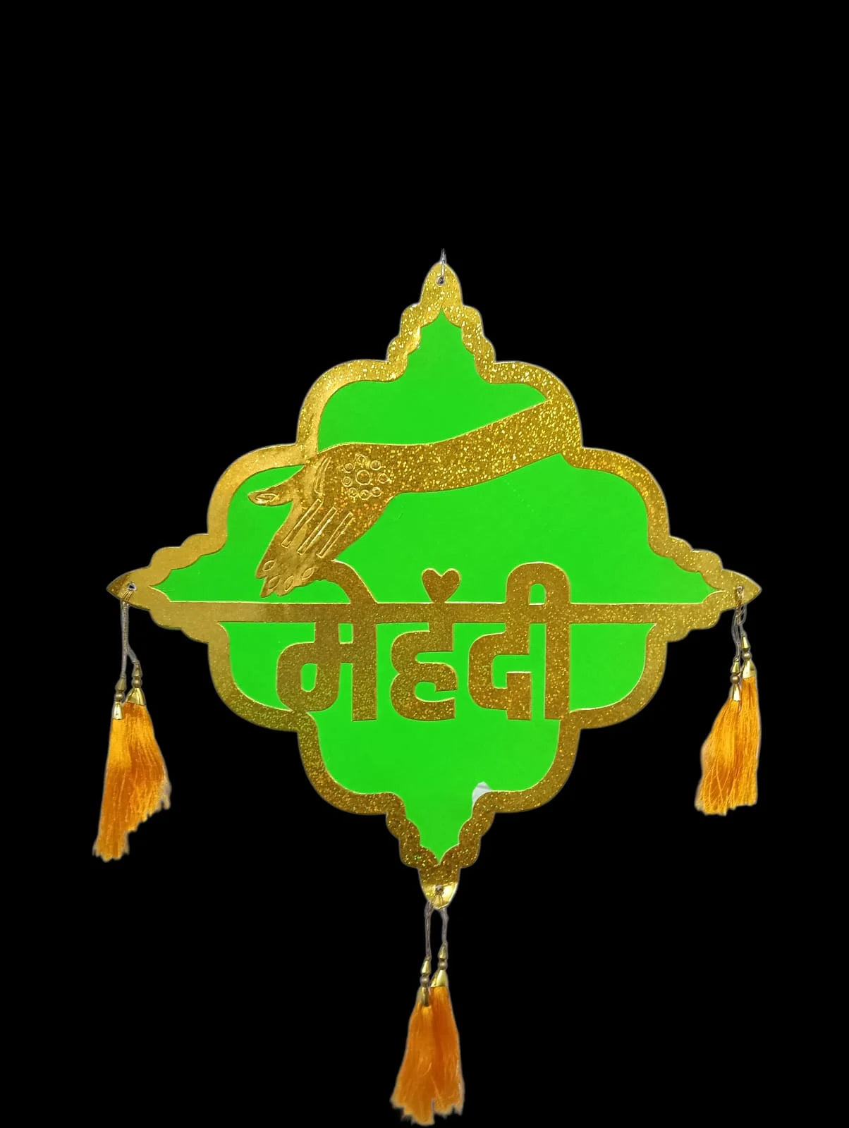 11312 Mehndi Cardboard Decoration Items for Wedding/Marriage MDF Wooden Base