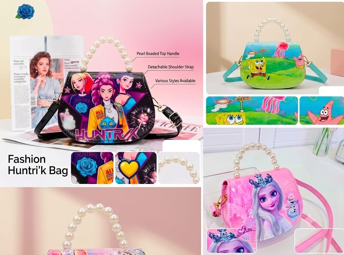 20947 Cartoon Print Kids Mini Sling Bag | Cartoon Crossbody Shoulder Bag for Girls & Boys | Lightweight Travel & Daily Use Bag {Random Design}