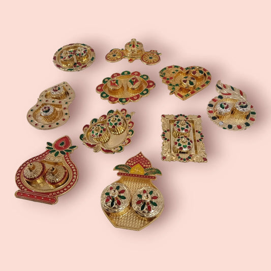 11348 Haldi Kumkum Holder Platter for Diwali, Diwali Gift and Other Festival {Random Design}