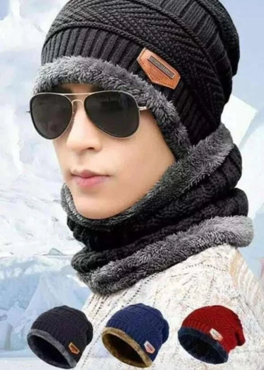 8029 Cap with Neck Warmer Set Men & Women