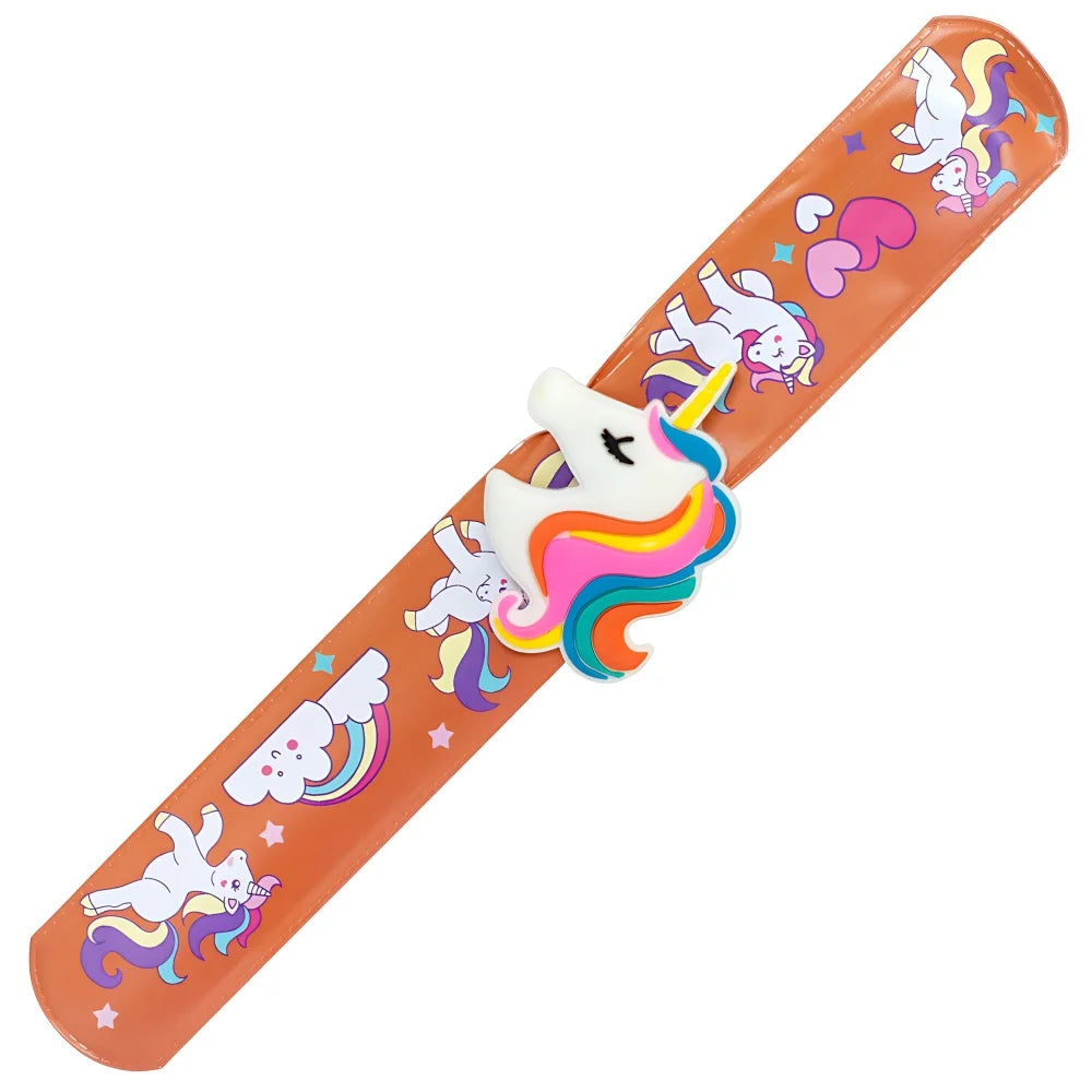 20098 {Pack of 12} Unicorn Slap Bracelets for Girls Stylish Colourful Star Slap Wrist Band Bracelets for Kids