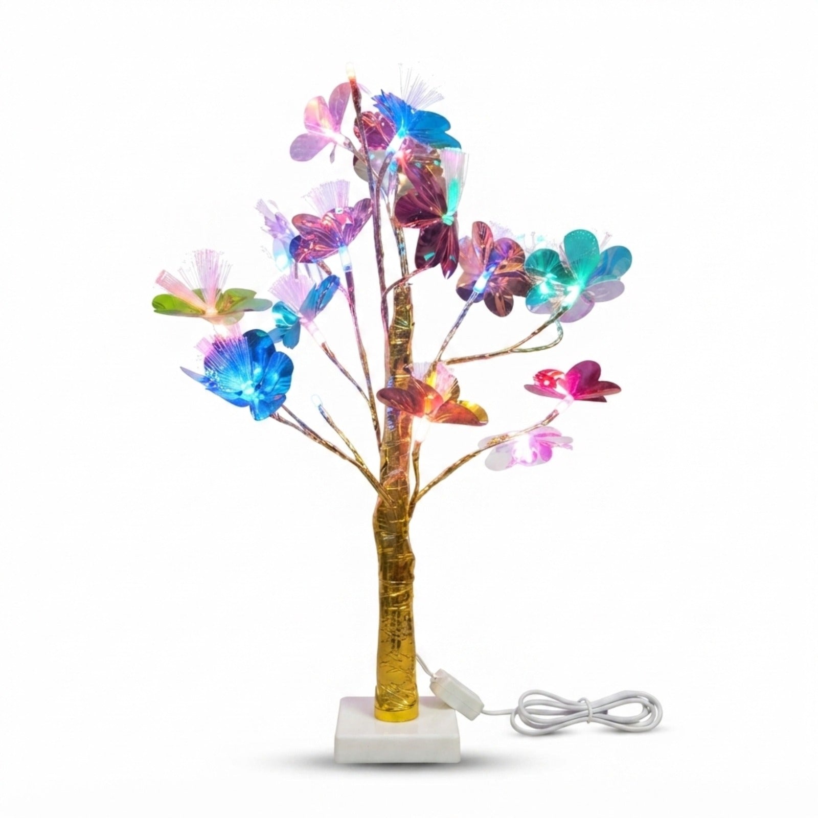 20863 Multicolor LED Butterfly Tree Lamp | USB Powered Decorative Table Light | Color Changing Night Lamp for Bedroom, Living Room & Home Decor | Gift Item {Random Design}