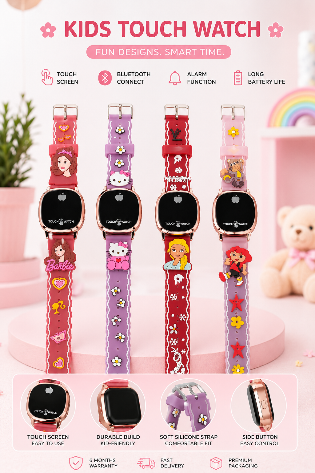 20659 Barbie doll Print Smart watch for Kids Random Design Touch screen {Random Design}