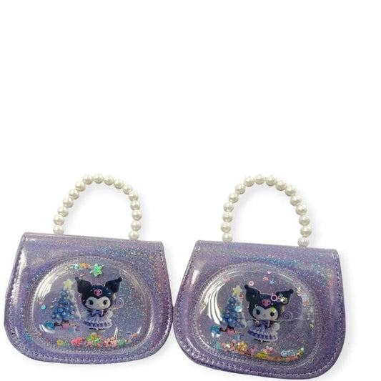 1881177 Random design glitter bag for girls shoulder bags with beaded chain strap stylish handbag fashionable kids purse ideal gift for children