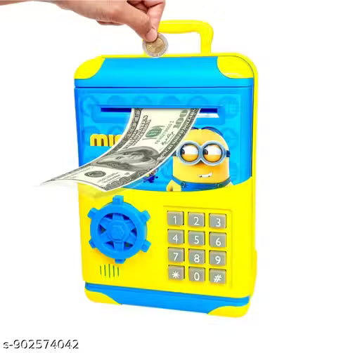 ZY-WF3003 Minions Kids Piggy Bank ATM Toy with Password Lock & Music – Money Saving Box for Kids