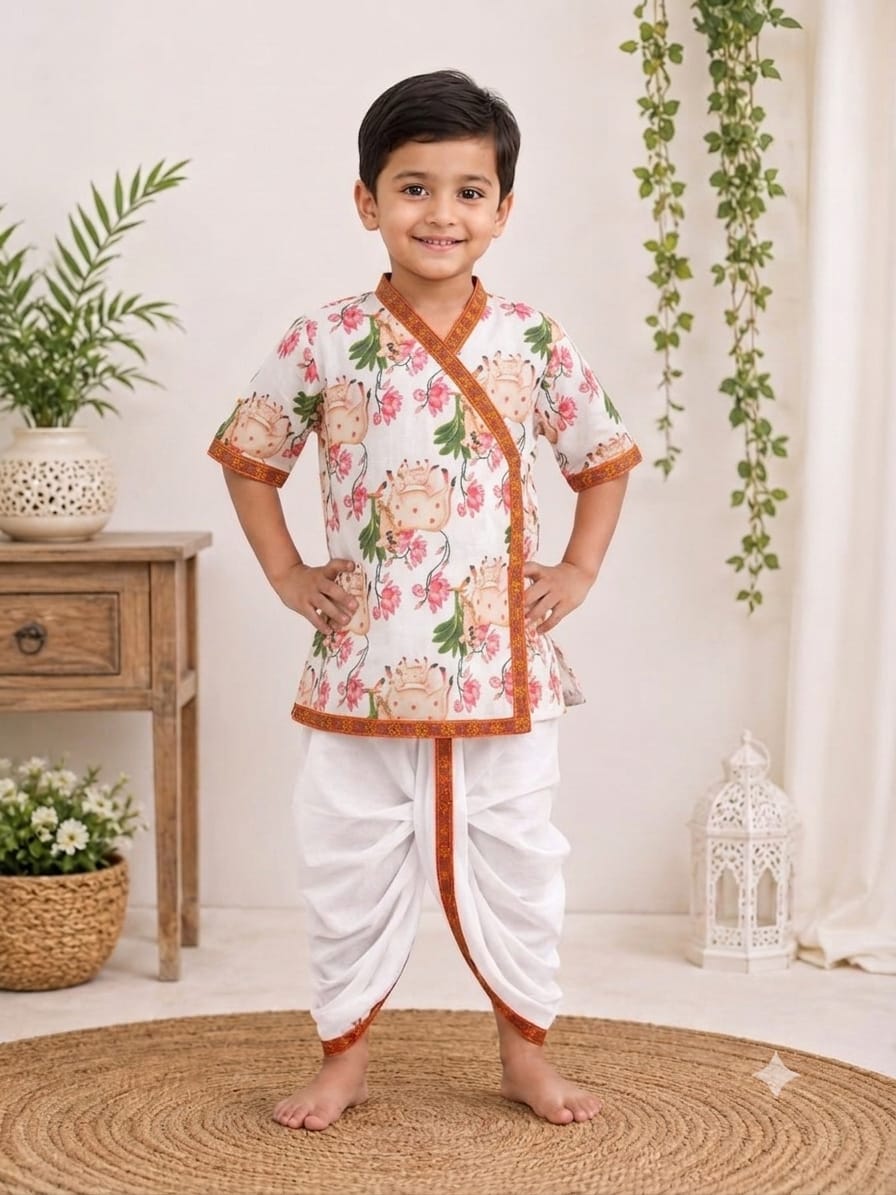 21064 (0-3 Years) Kids Traditional Boys Ethnic Dress Set Multicolour