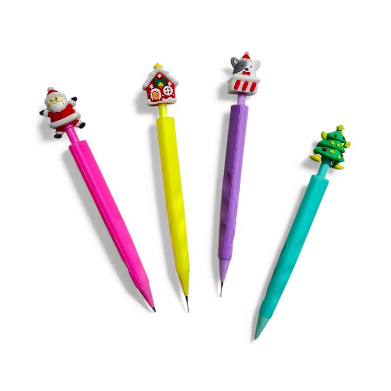 3130 Christmas Gift For Kids, Pencil For Kids, Holiday Themed LED Writing Pencil With Santa Claus And Snowman Toppers