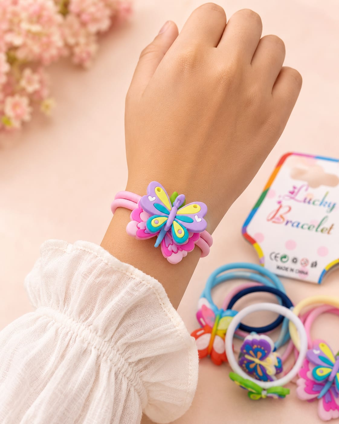 20810 (Pack of 12) Colorful Bracelet for Girls | Soft Silicone Stretch Bracelet | Cute Kids Fashion Accessory {Random Design}