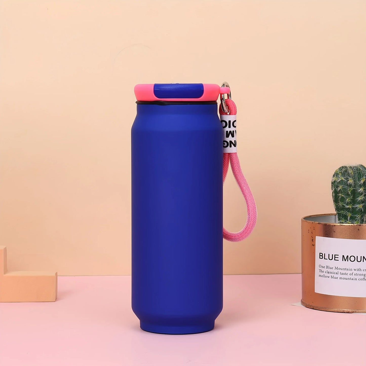 20527  {500 ML} 304 Stainless Steel Vacuum Cup Bottle with Fashion Rope Carrying Loop {Multicolor}