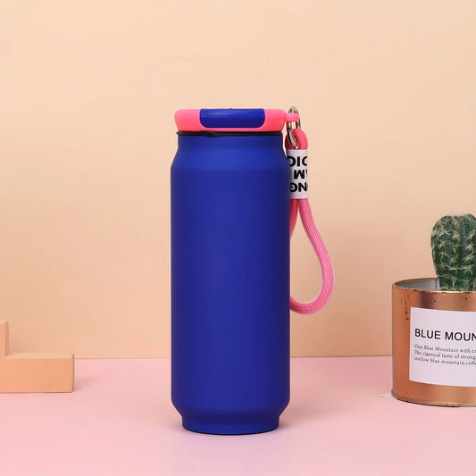 20527  {500 ML} 304 Stainless Steel Vacuum Cup Bottle with Fashion Rope Carrying Loop {Multicolor}
