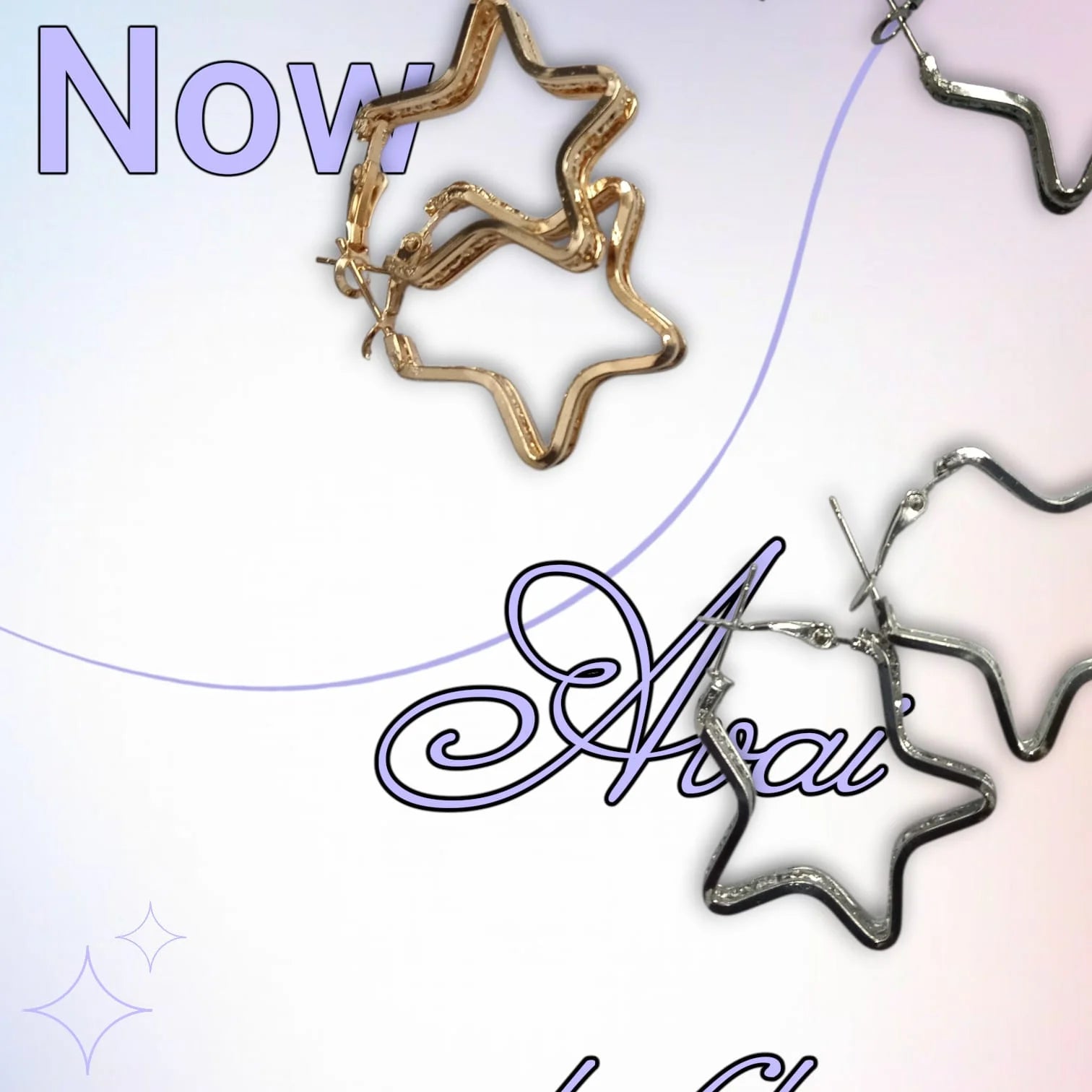 10434 /12 Pairs Star Hoops Earrings Silver & Golden Colour For Women And Girls