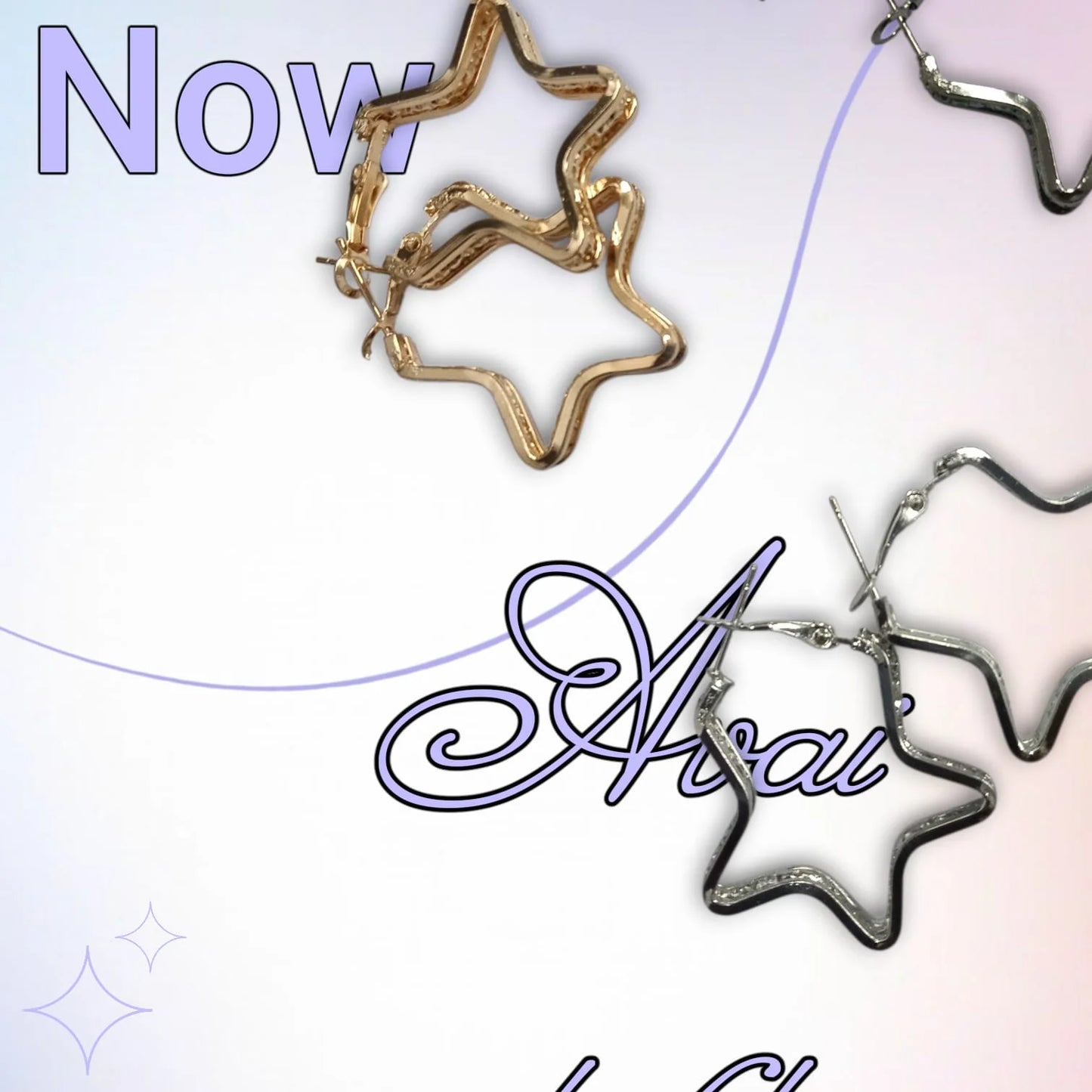 10434 /12 Pairs Star Hoops Earrings Silver & Golden Colour For Women And Girls