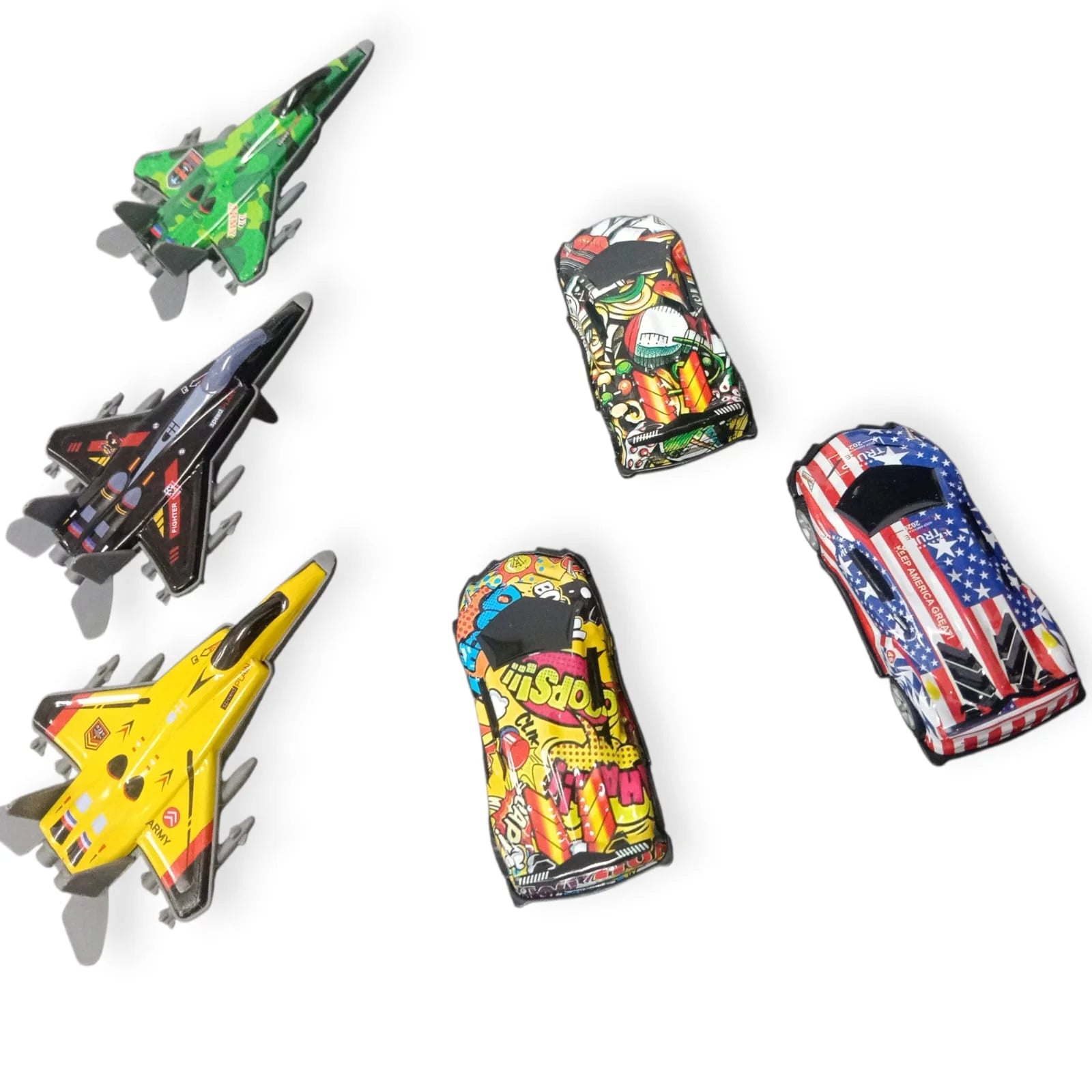 200800 Die-Cast Fighter Jet Toy and Car, Set of 6 Pieces, Metal Toy for Kid Boy and Girl/Birthday Christmas Return Gift for Little