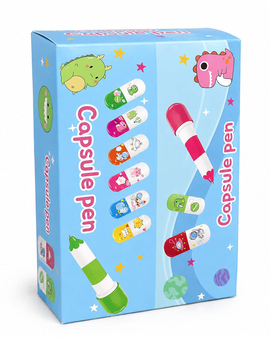 20992 (24 PCS) Cute Capsule Pen for Kids – Colorful Cartoon Design, Fun Writing & School Stationery