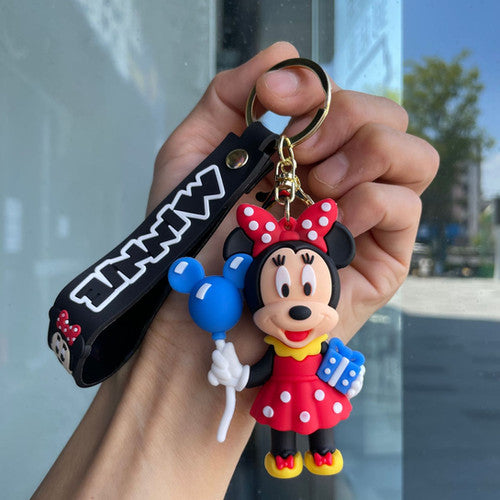 20396 Cute  Micky and Minnie 3D Silicone Rubber Keychain – Soft & Durable Cartoon Key Ring for Kids {Random Design}