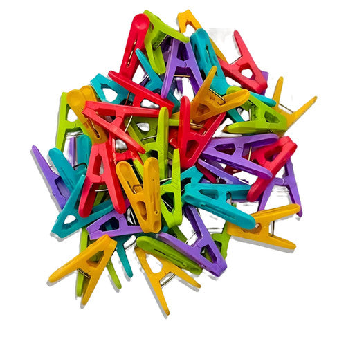 YW-908 (Pack of 50) Cloth Clips for Drying Clothes - Dress Clips - Multipurpose Clothes Pins - Clips for Clothes Drying, Hanging, and Organizing Rainbow Clip