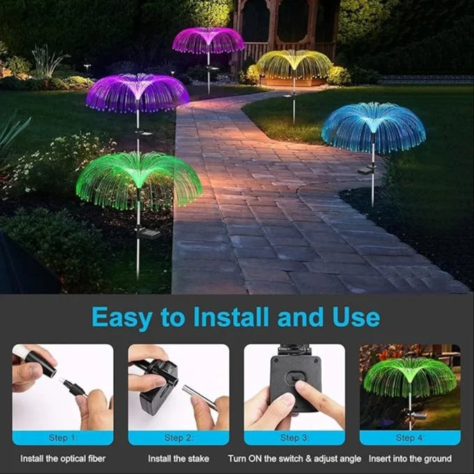 20426 Solar-powered jellyfish lights feature 7 mesmerising colour-changing modes, creating a magical ambience in your outdoor space