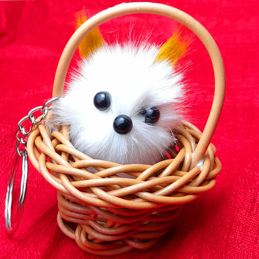 11323 Birthday party Return gift ideas bulk for kids children boys girls Cute Kitty in Sitting Basket Keychain