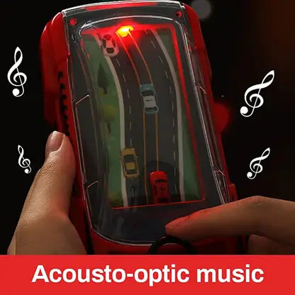 470 Hand-Held Portable Car Adventure Game Machine Speed, Children’s Toy Manual Puzzle Simulation Racing Machine Steering Wheel ( Colour Red and Black )