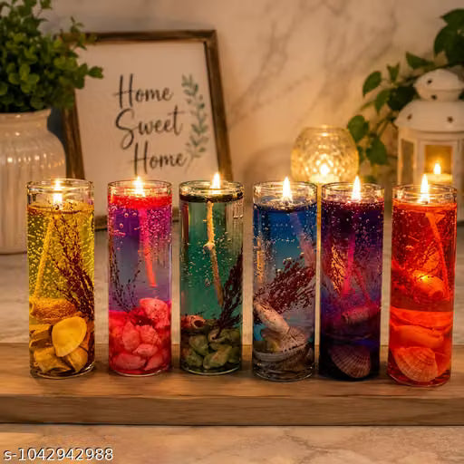 21342 Beautiful Glass Jelly Wax Candle for Diwali, Christmas, New Party, Birthday and Special Occasion