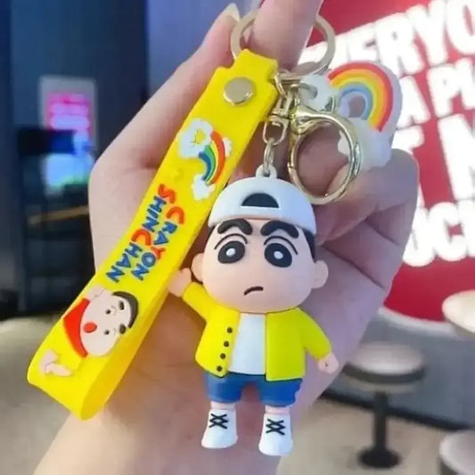 20393 Cute Anime Shinchan 3D Keychain with Premium Cartoon Strap Keyring for Kids & Teens random