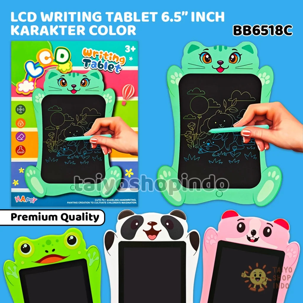 BB6518C 7.5 Inch Animal Face LCD Writing Tablet Toy for Kids – Reusable Doodle Board with One-Click Erase and Stylus – Learner Drawing Pad –random