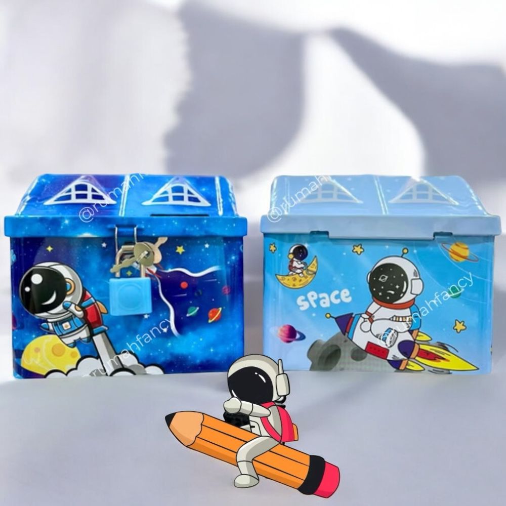 20732 Piggy Bank for Kids |Space Money Saving Tin Coin Bank with Lock and Key – Birthday Return for Boys & Girls, Money Bank {Random Color}