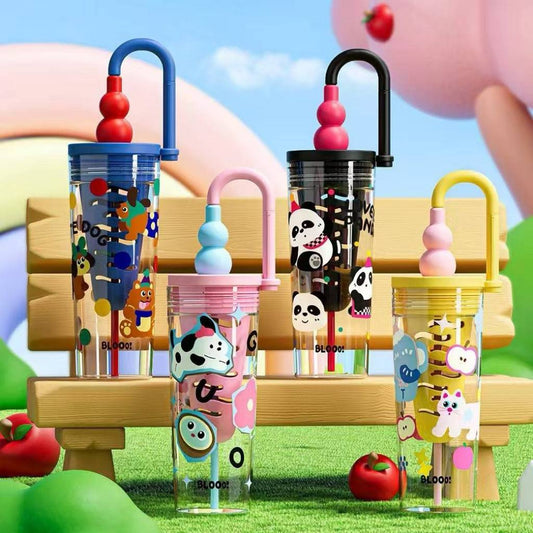 20728 Kids Cartoon Printed Water Bottle with Straw 780 ml | Portable Leakproof Sipper Tumbler for School & Travel {Random Color}