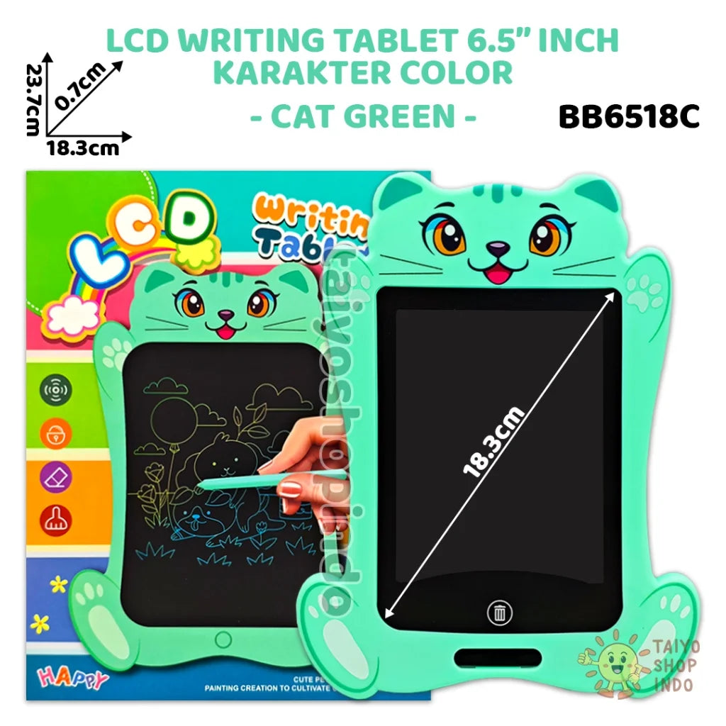 BB6518C 7.5 Inch Animal Face LCD Writing Tablet Toy for Kids – Reusable Doodle Board with One-Click Erase and Stylus – Learner Drawing Pad –random