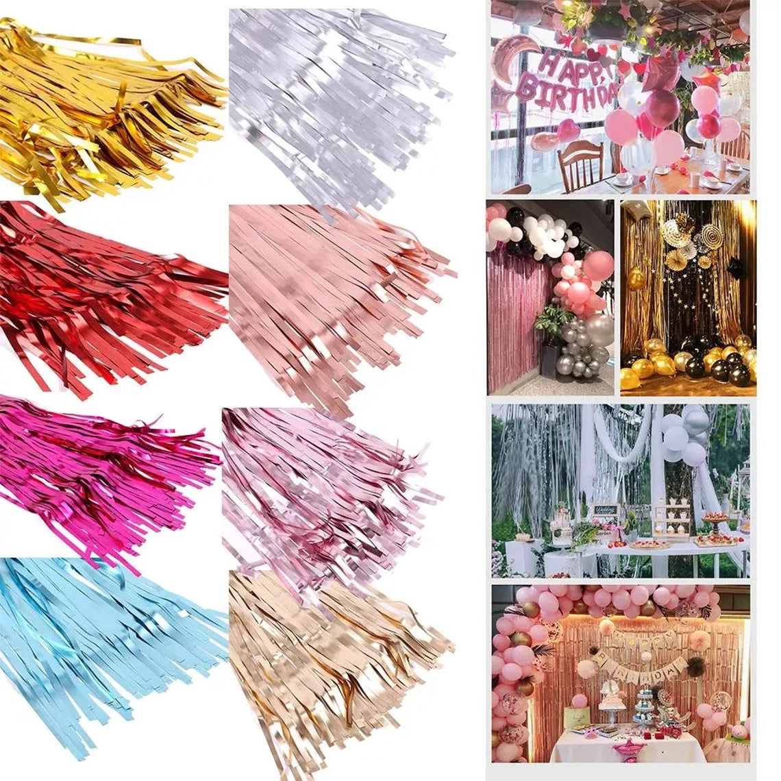 21162 Foil Fringe Curtain  for Birthday Decoration | Metallic Tinsel Backdrop Curtains for Party, Baby Shower, Anniversary, Wedding & Photo Booth  Decoration