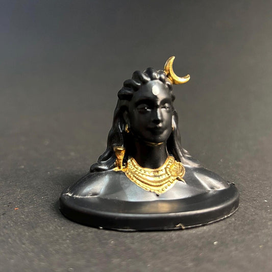 21127 Premium Matte Black Adiyogi Lord Shiva Idol with Gold Accents | Miniature Mahadev Murti for Car Dashboard, Office Desk & Home Decor