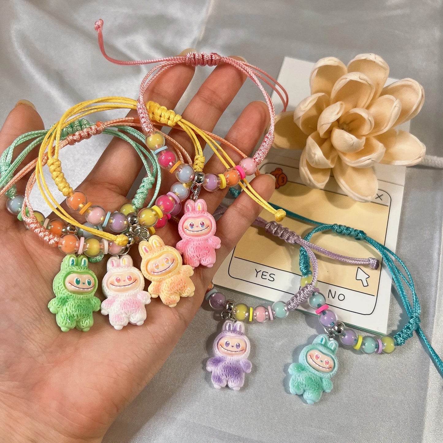 11223 Labubu Bunny Kids Beaded Bracelet with Adjustable {Multicolor}